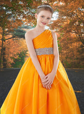 Brydealo Couture One-Shoulder Orange Pageant Dress